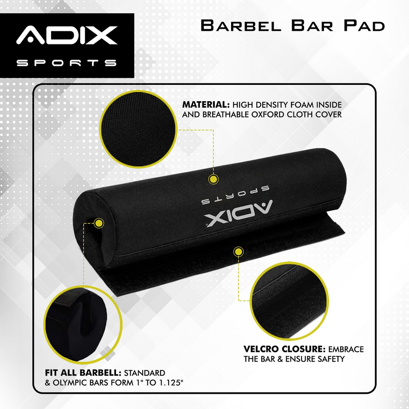 Barbell Bar Pad Heavy Duty Weight Lifting with Secure Hook and Loop Fastener