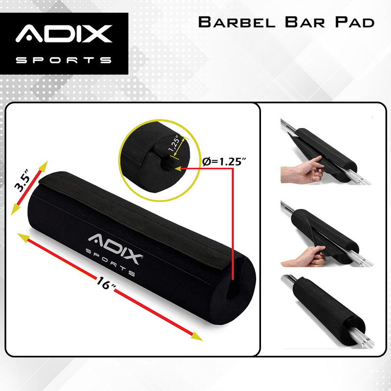 Barbell Bar Pad Heavy Duty Weight Lifting with Secure Hook and Loop Fastener