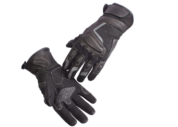 Black - Leather Best Summer Motorcycle Motorbike Gloves Leather Knuckle Protection