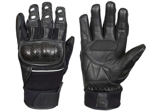 Black - Motor Bike Hard Knuckle Motorcycle Gloves