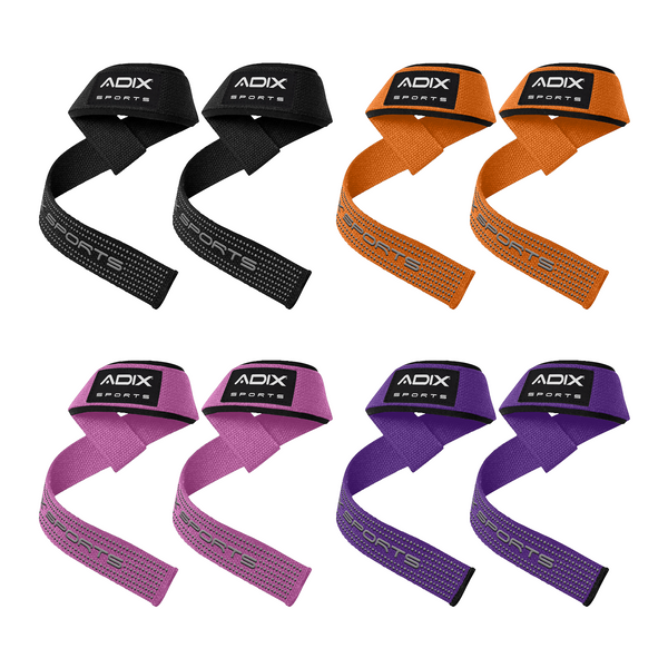 ADIX Sports - 1 Pair Silicone Grip Neoprene-Padded Weight Lifting Power Straps